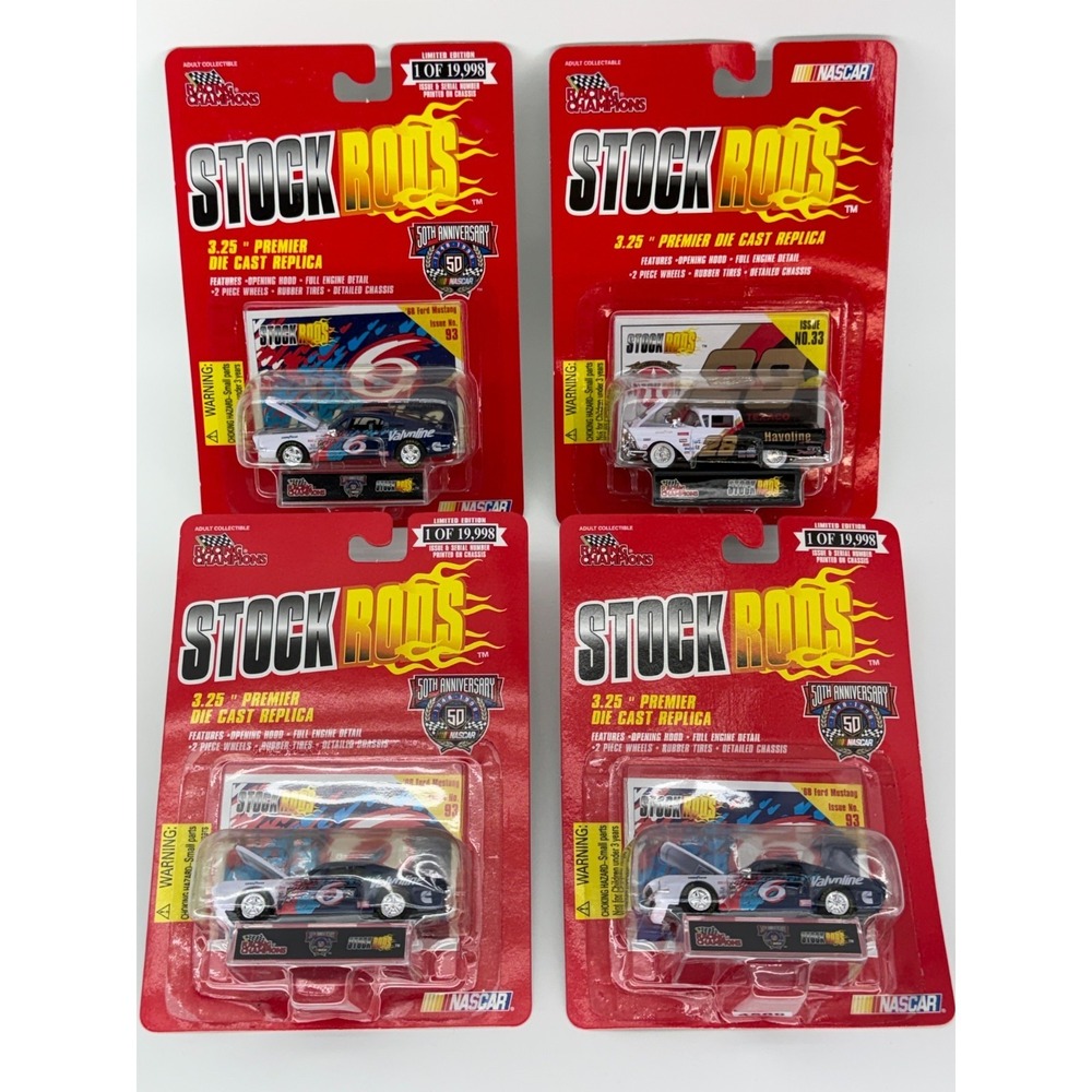 NASCAR Stock Rods Diecast Lot 4 Valvoline #6 Ford Mustang 1:64 Racing 164 NWT
